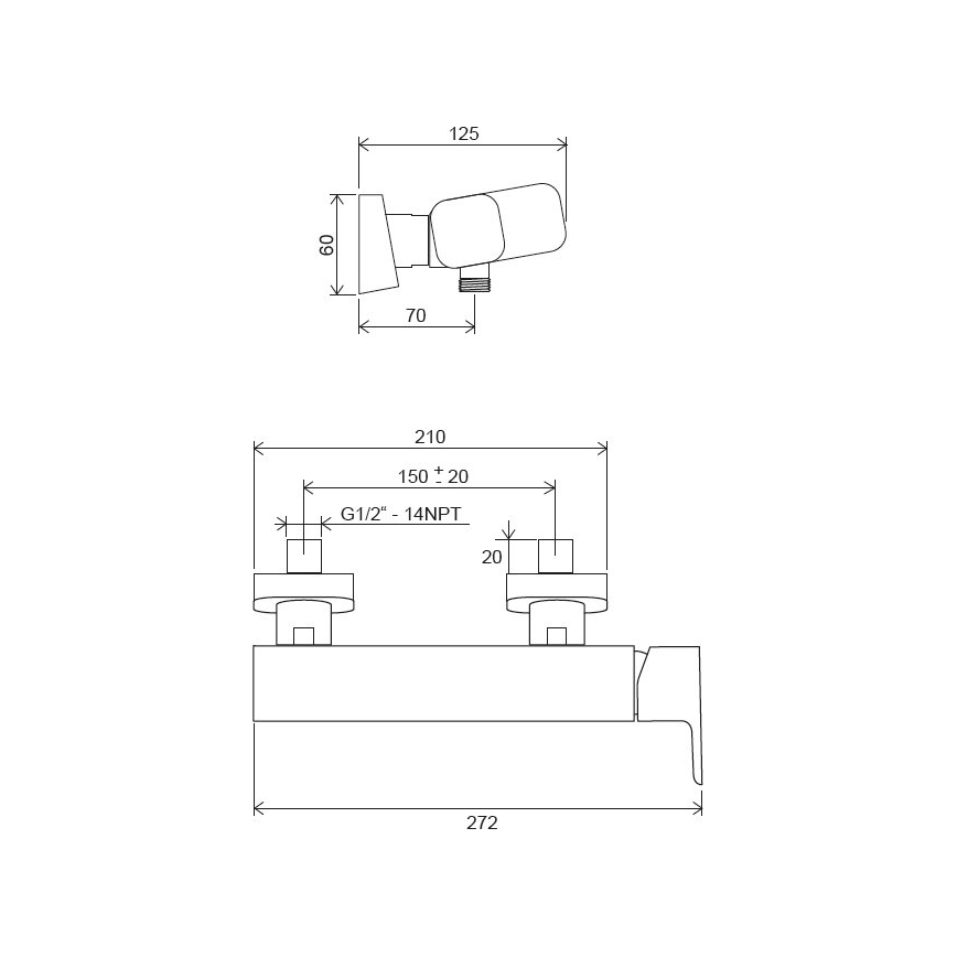 Ravak X070153 - Μπαταρία ντους FREE μαύρη