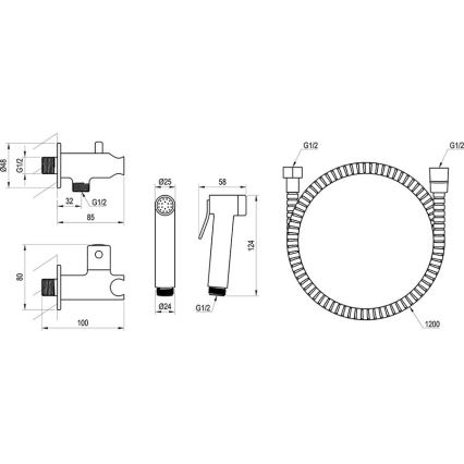 Ravak X070166 - Χειρολαβή ψεκαστήρα μπιντέ για εντοιχισμένη εγκατάσταση, γυαλιστερό χρώμιο