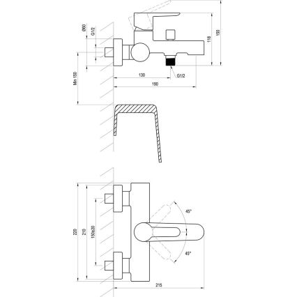 Ravak X070169 - Μπαταρία μπανιέρας PURI σε γυαλιστερό χρώμιο