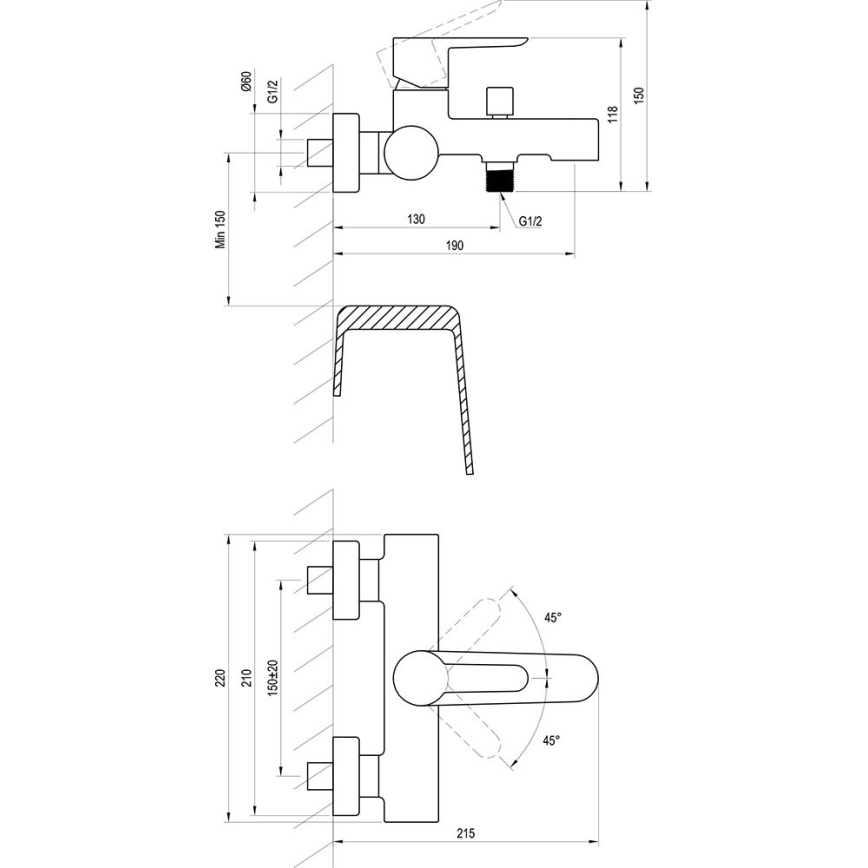 Ravak X070169 - Μπαταρία μπανιέρας PURI σε γυαλιστερό χρώμιο