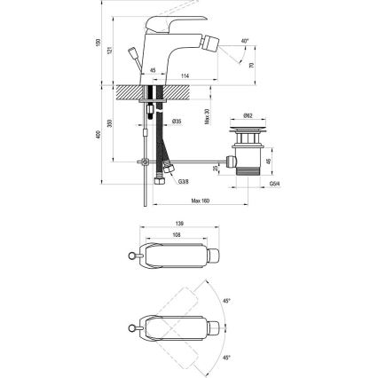 Ravak X070178 - Μπαταρία μπιντέ FLAT ματ μαύρη