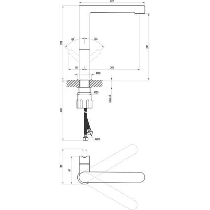 Ravak X070183 - Μπαταρία νιπτήρα PURI 26,9 εκ, μαύρη