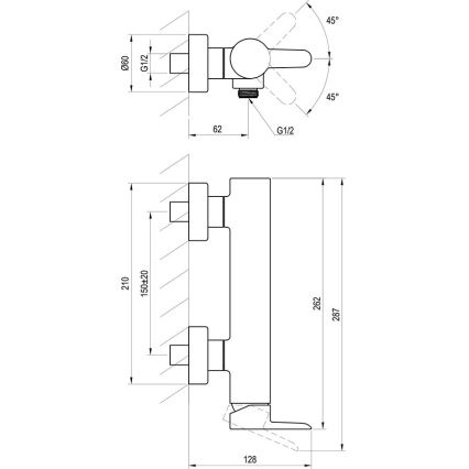 Ravak X070187 - Μπαταρία ντους PURI μαύρη