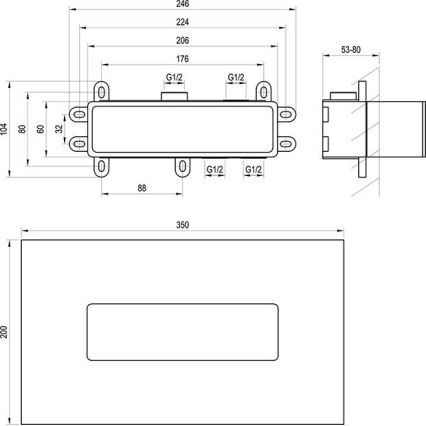 Ravak X070233 - Βασικό σώμα για εντοιχιζόμενες μπαταρίες R-BOX 10,4x24,6 cm