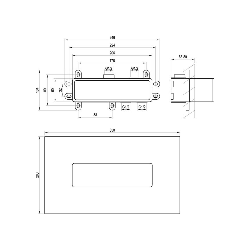 Ravak X070233 - Βασικό σώμα για εντοιχιζόμενες μπαταρίες R-BOX 10,4x24,6 cm