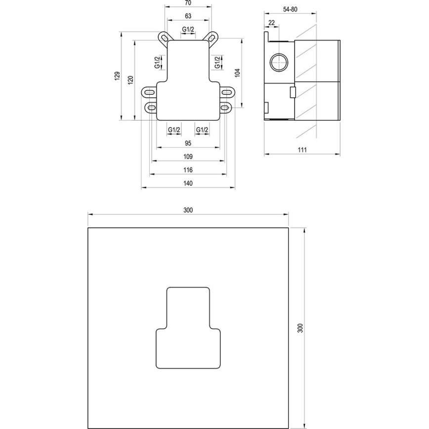 Ravak X070234 - Βασικό σώμα για εντοιχιζόμενες μπαταρίες R-BOX 12,9x14 cm
