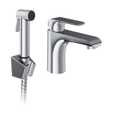 Ravak X070438 - Μπαταρία νιπτήρα FLAT με ντουζάκι μπιντέ, γυαλισμένο χρώμιο