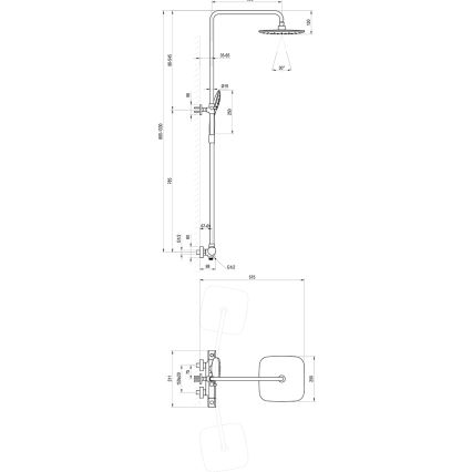 Ravak X070442 - Σετ ντους με θερμοστατική μπαταρία FLAT, γυαλιστερό χρώμιο