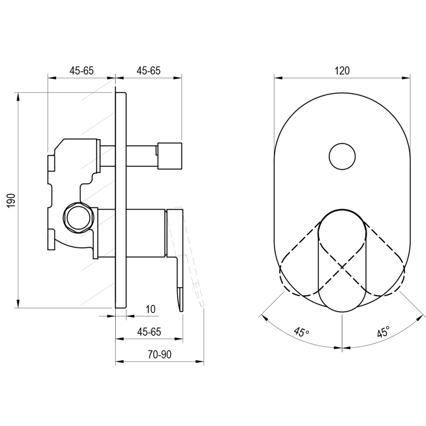 Ravak X070466 - Μπαταρία ντους για εντοιχιζόμενη εγκατάσταση CHROME μαύρη