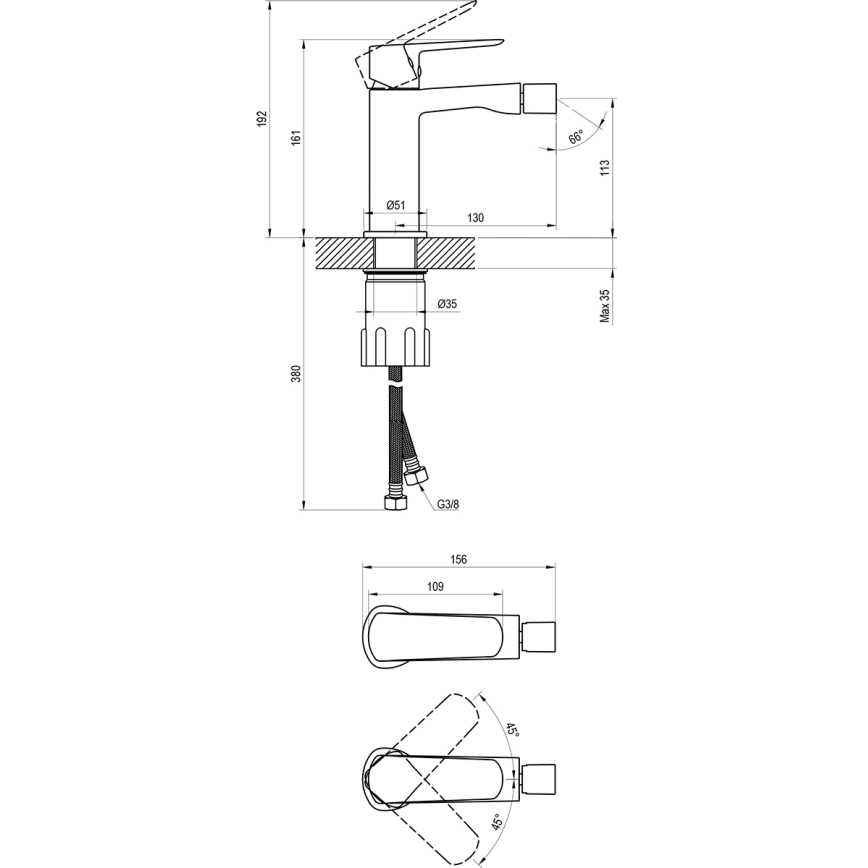 Ravak X070475 - Μπαταρία μπιντέ LIFE σε γυαλιστερό χρώμιο