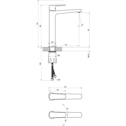 Ravak X070478 - Μπαταρία νιπτήρα LIFE 28 cm μαύρη