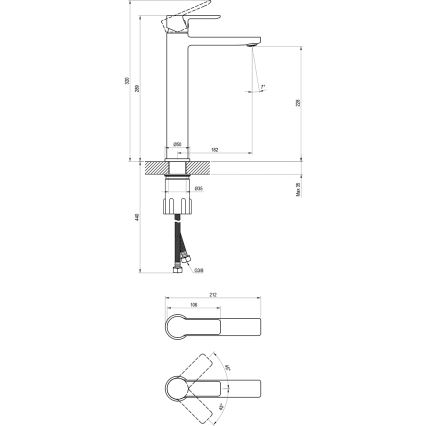 Ravak X070490 - Μπαταρία νιπτήρα SOLAR 29 εκ. μαύρη