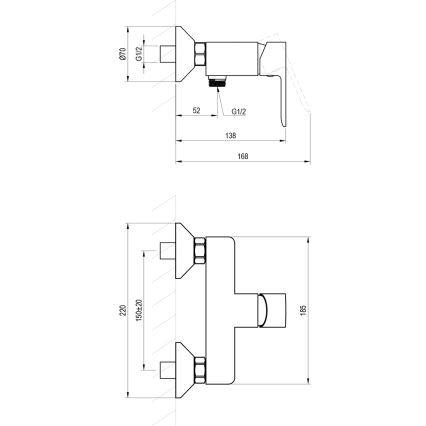 Ravak X070492 - Μπαταρία ντους SOLAR μαύρη