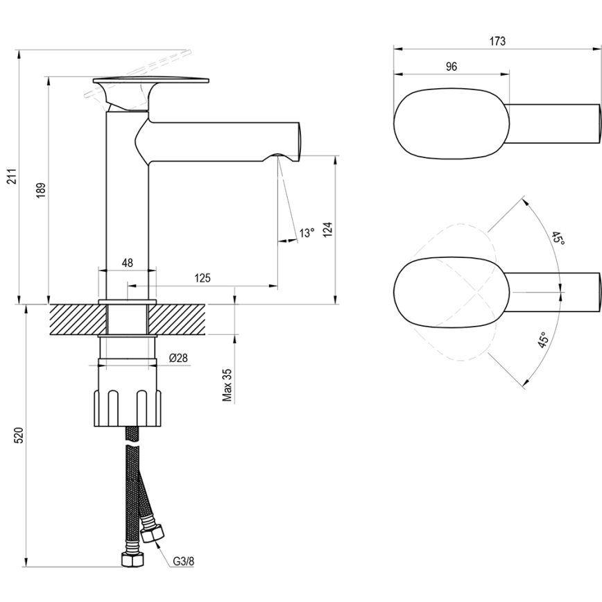 Ravak X070565 - Μπαταρία νιπτήρα SPRING 18,9 cm λευκή