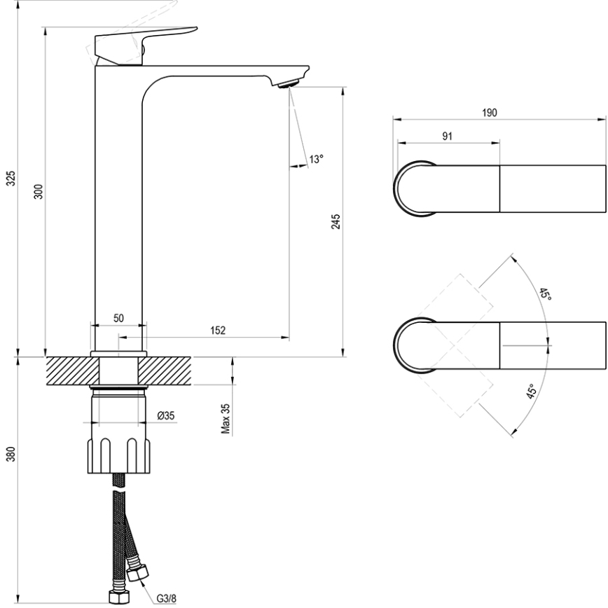 Ravak X070653 - Μπαταρία νιπτήρα PLAN 30 cm σε βουρτσισμένη απόχρωση γραφίτη