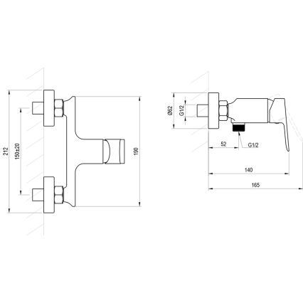 Ravak X070655 - Μπαταρία ντους PLAN, βουρτσισμένο φινίρισμα γραφίτη
