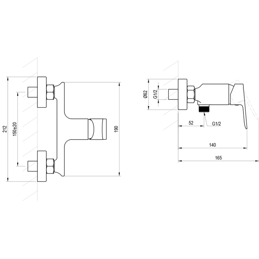 Ravak X070655 - Μπαταρία ντους PLAN, βουρτσισμένο φινίρισμα γραφίτη