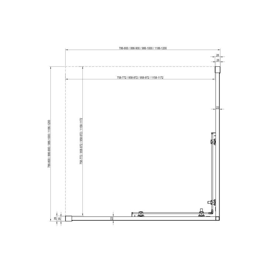 Ravak X1LM70300Z1 - Γωνιακή καμπίνα ντους τεσσάρων τμημάτων BLIX SLIM 90x90 cm μαύρη
