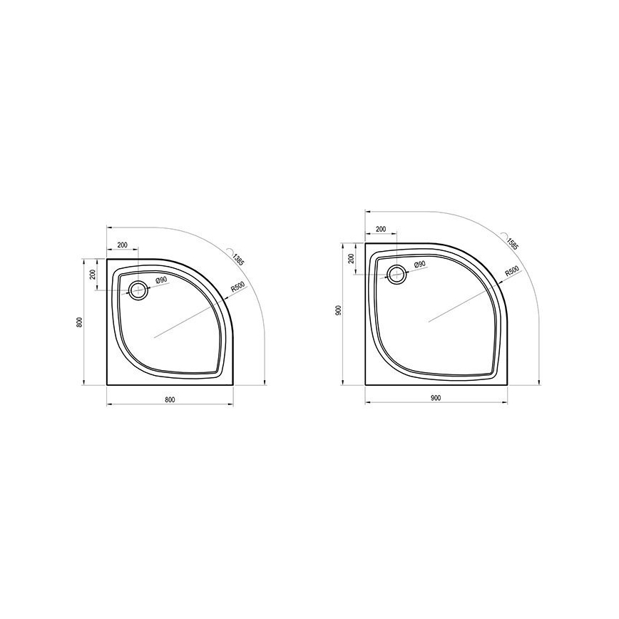 Ravak XA237711010 - Τεταρτοκυκλική ντουζιέρα ELIPSO 90x90 cm λευκή