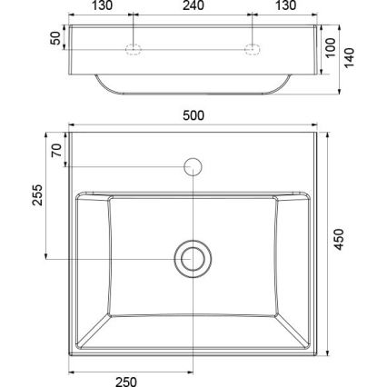 Ravak XJO01250000 - Επιτοίχιος νιπτήρας NATURAL 50x45 cm χυτό μάρμαρο/λευκό