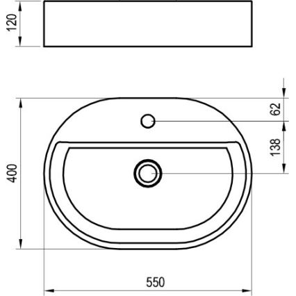 Ravak XJX01155003 - Επιτραπέζιος νιπτήρας CERAMIC SLIM 55x40 cm κεραμικός/λευκός