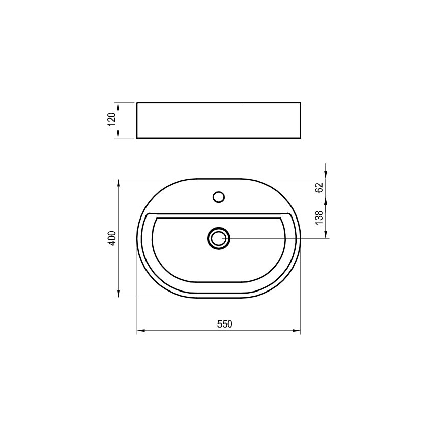 Ravak XJX01155003 - Επιτραπέζιος νιπτήρας CERAMIC SLIM 55x40 cm κεραμικός/λευκός