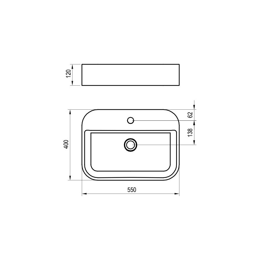 Ravak XJX01155005 - Επιτραπέζιος νιπτήρας CERAMIC SLIM 55x40 cm, κεραμικός/λευκός
