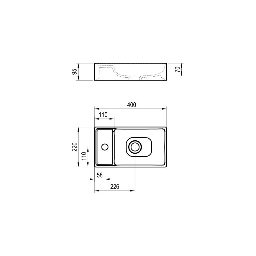 Ravak XJX01240000 - Επιτραπέζιος νιπτήρας VEDA SLIM 40x22 cm κεραμικός/λευκός