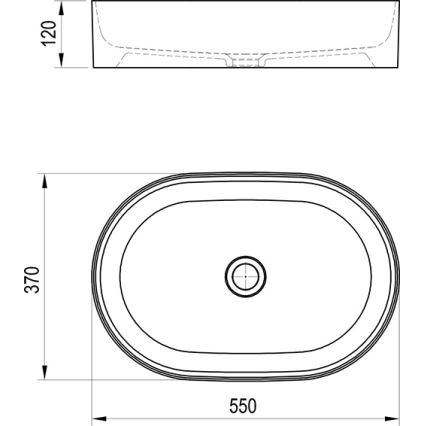 Ravak XJX0D155000 - Επιτραπέζιος νιπτήρας CERAMIC SLIM 55x37 cm κεραμικός/μαύρος