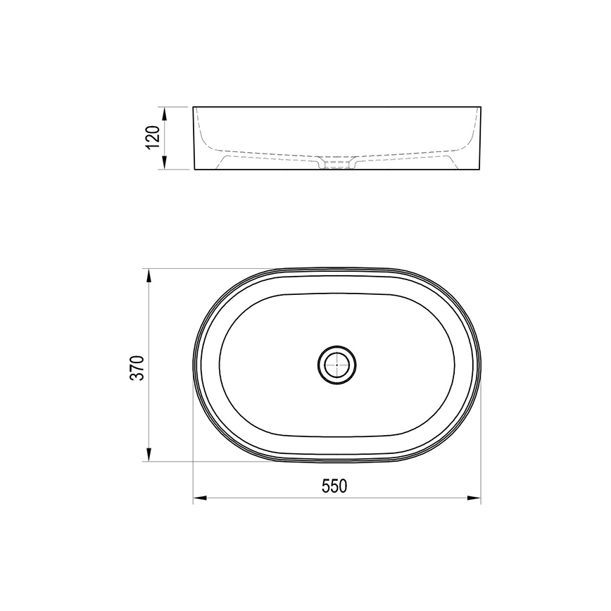 Ravak XJX0D155000 - Επιτραπέζιος νιπτήρας CERAMIC SLIM 55x37 cm κεραμικός/μαύρος