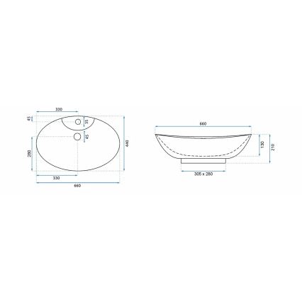 REA-00692 - Νιπτήρας για πάγκο ROSA 44x66 cm κεραμικός/γυαλιστερό λευκό