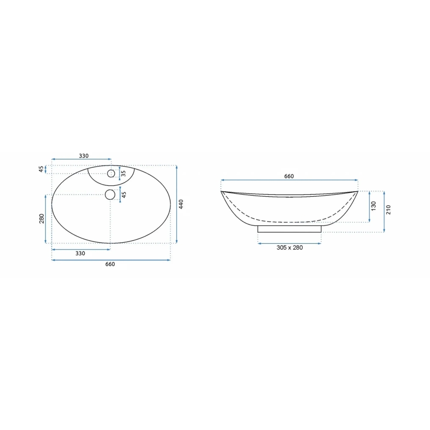REA-00692 - Νιπτήρας για πάγκο ROSA 44x66 cm κεραμικός/γυαλιστερό λευκό