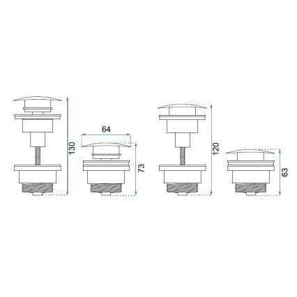 REA-A5216 - Βαλβίδα νιπτήρα CLICK-CLACK, διάμ. 6,4 εκ., μαύρη