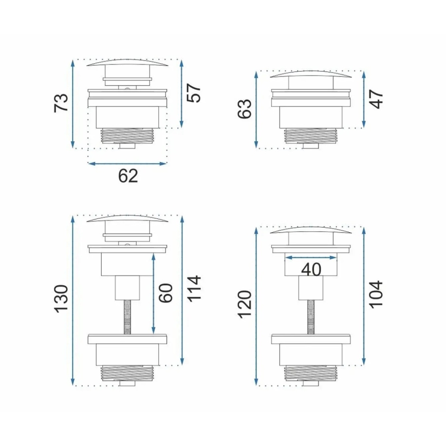 REA-A5632 - Βαλβίδα για νιπτήρα CLICK-CLACK, διάμ. 6,4 εκ., βουρτσισμένος χαλκός