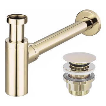REA-A5692 - Σιφώνι νιπτήρα με τάπα CLICK-CLACK, διάμ. 6,4 εκ., χρυσό