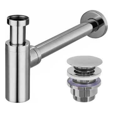 REA-A5693 - Σιφώνι νιπτήρα με βαλβίδα CLICK-CLACK, διάμ. 6,4 cm, γυαλιστερό χρώμιο