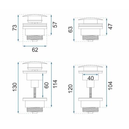 REA-A8110 - Βαλβίδα αποχέτευσης νιπτήρα CLICK-CLACK, διάμ. 6,4 cm, χρυσή