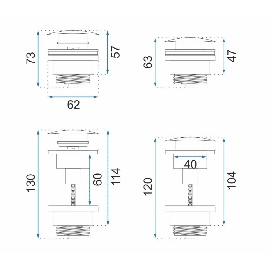 REA-A8110 - Βαλβίδα αποχέτευσης νιπτήρα CLICK-CLACK, διάμ. 6,4 cm, χρυσή