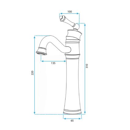 REA-B0227 - Μπαταρία νιπτήρα VINTAGE OLD 31 εκ. μαύρη