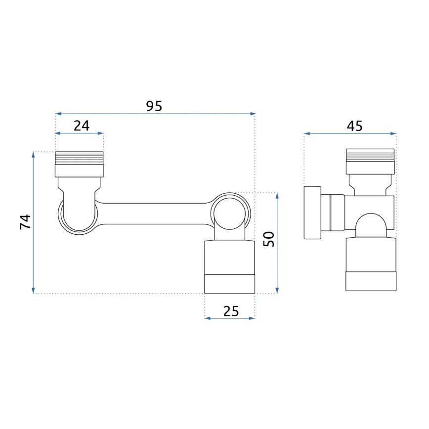 REA-B0660 - Περιστρεφόμενη προέκταση για μπαταρία νιπτήρα, γυαλιστερό χρώμιο