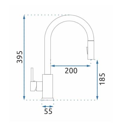 REA-B0669 - Μπαταρία νιπτήρα με ανασυρόμενη κεφαλή FRESH 39,5 cm χρυσή