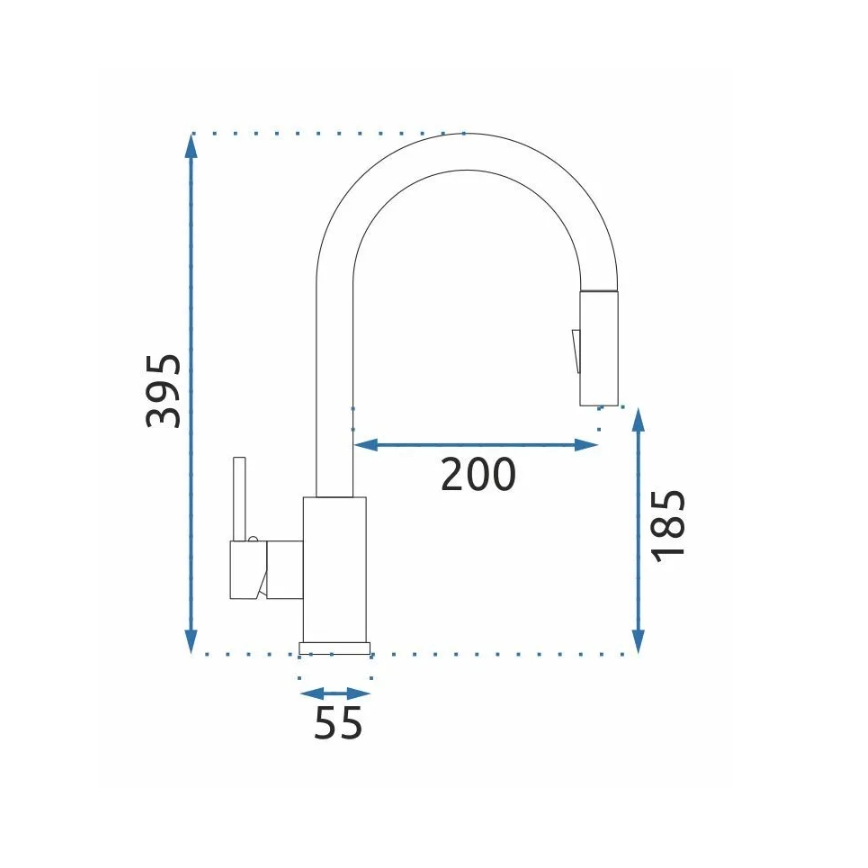 REA-B0669 - Μπαταρία νιπτήρα με ανασυρόμενη κεφαλή FRESH 39,5 cm χρυσή