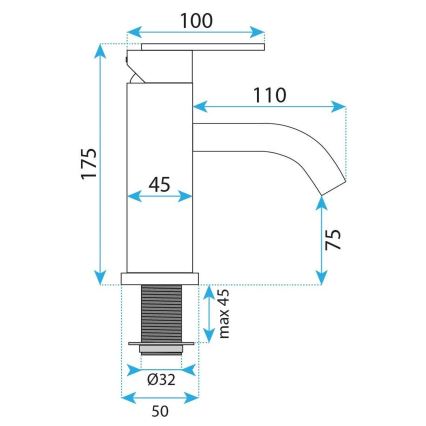 REA-B0970 - Μπαταρία νιπτήρα ONTARIO 17,5 εκ. σε βουρτσισμένο χαλκό