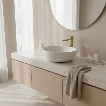 REA-B0977 - Μπαταρία νιπτήρα ARLO 30 εκ. σατινέ χρυσή