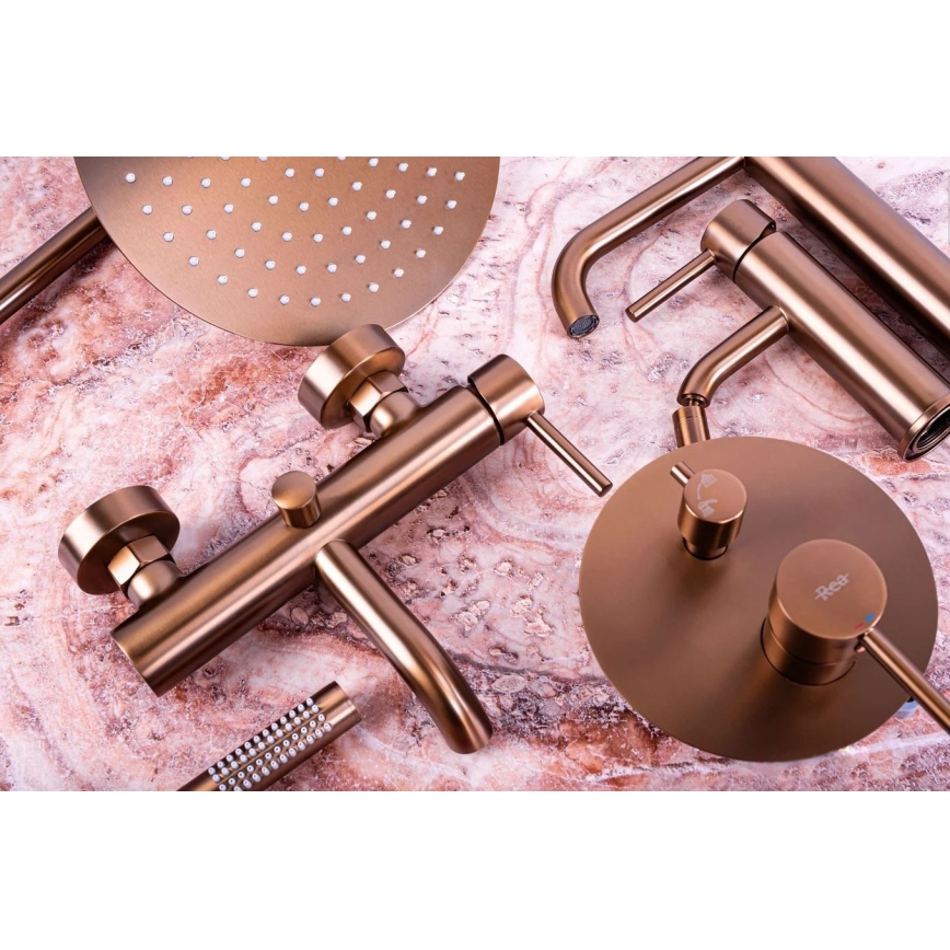 REA-B1112 - Μπαταρία νιπτήρα LUNGO 16,5 cm σε βουρτσισμένο χαλκό