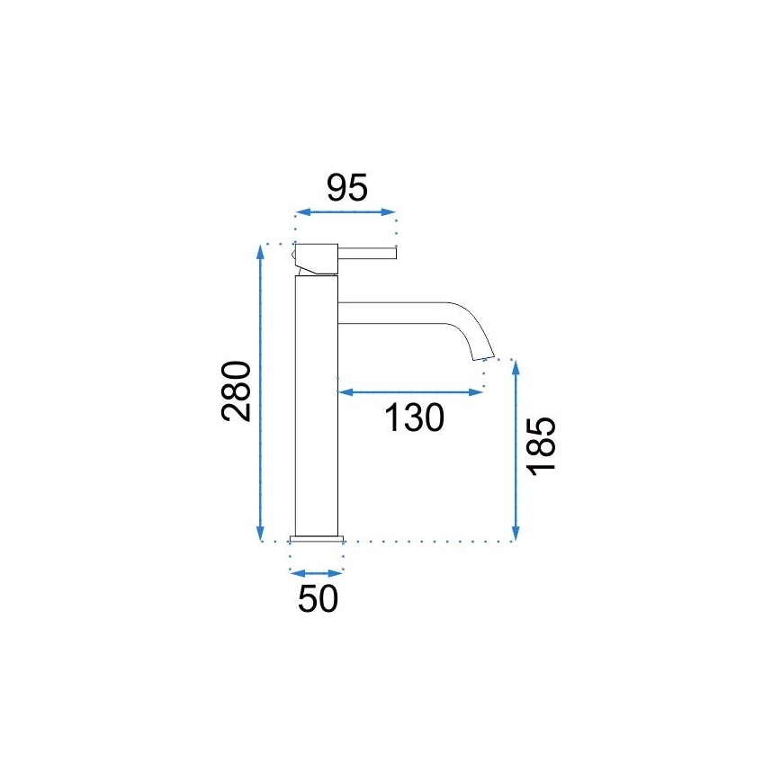 REA-B4103 - Μπαταρία νιπτήρα LUNGO 28 cm, μαύρη