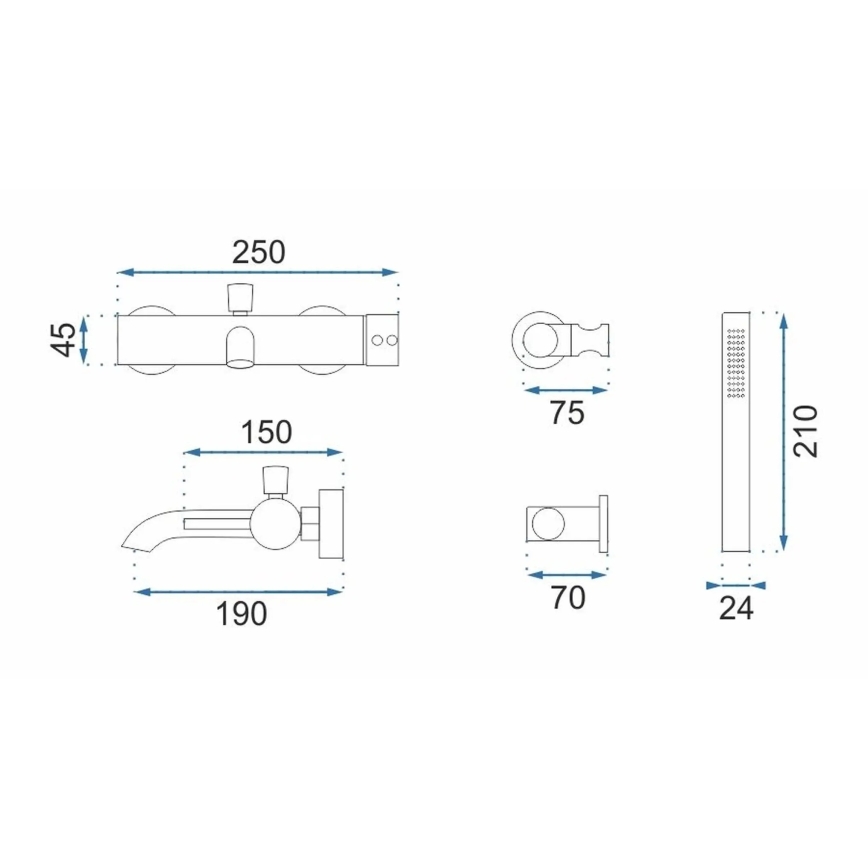 REA-B4422 - Σετ μπανιέρας LUNGO σε γυαλιστερό μαύρο