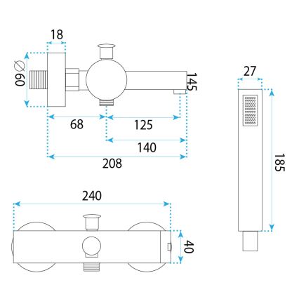 REA-B4523 - Σετ μπανιέρας PIXEL, μαύρο ματ