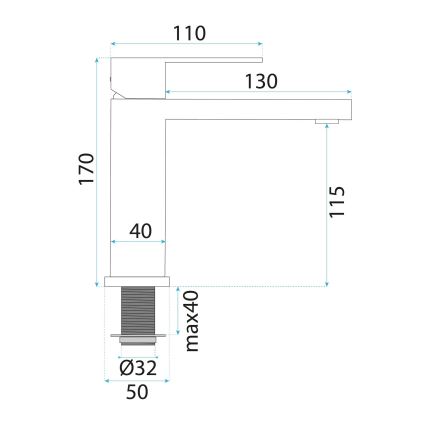 REA-B4589 - Μπαταρία νιπτήρα ARLO 17 cm νίκελ