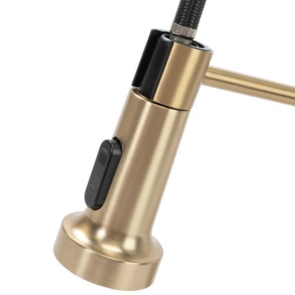 REA-B4821 - Μπαταρία νεροχύτη COLIN 42,5 cm με εξαγώγιμη κεφαλή ντους, σε βουρτσισμένο χρυσό